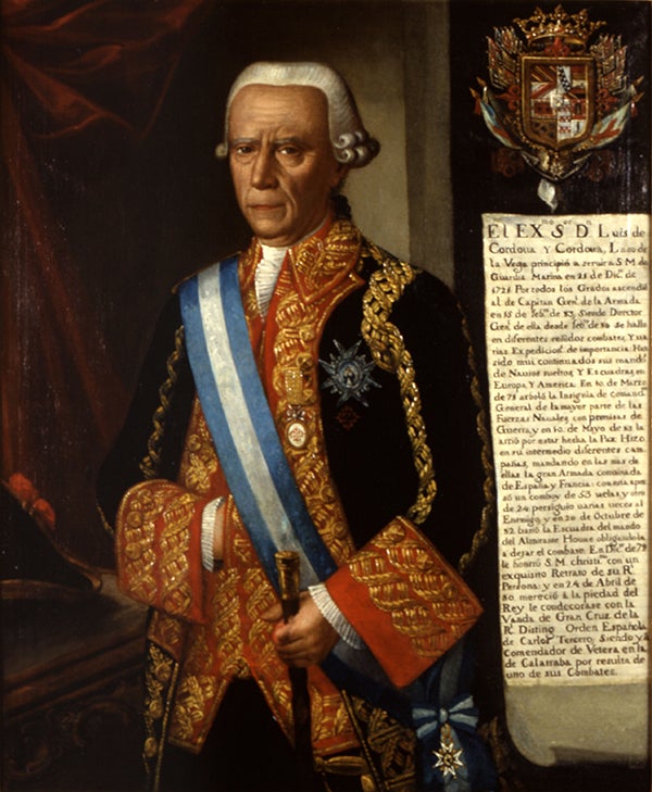 Portrait of Luis de Córdova y Córdova (1706–1796), artist unknown, ca. 1750. (Museo Naval de Madrid. From Biblioteca Virtual de Defensa.)