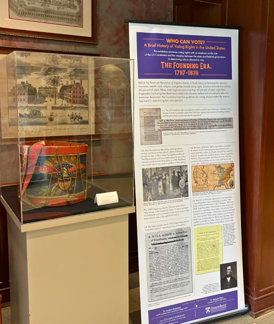 A panel of Who Can Vote on display at the Noyes History Center 