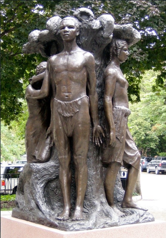 Meta Vaux Warrick Fuller, Emancipation, 1913; bronze cast, 1999. Located in Harriet Tubman Park, Boston. (WikiArt / xennex)