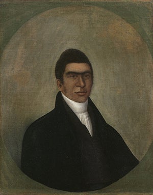 Joshua Johnson, Portrait of a Man (Abner Coker), oil on canvas, ca. 1805–1810 (Bowdoin College Museum of Art, Brunswick, Maine, museum purchase, George Otis Hamlin Fund, 1963.490)