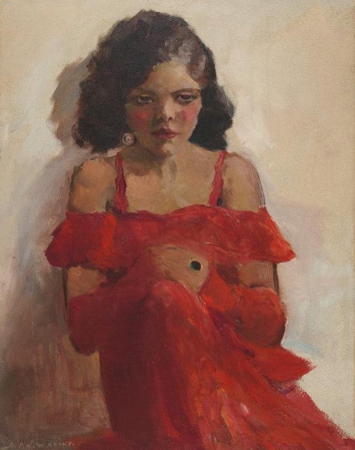 Girl in a Red Dress, by Laura Wheeler Waring, oil on museum board, ca. 1935 (National Museum of African American History & Culture, Smithsonian Institution. Copyright © Estate of Laura Wheeler Waring.)