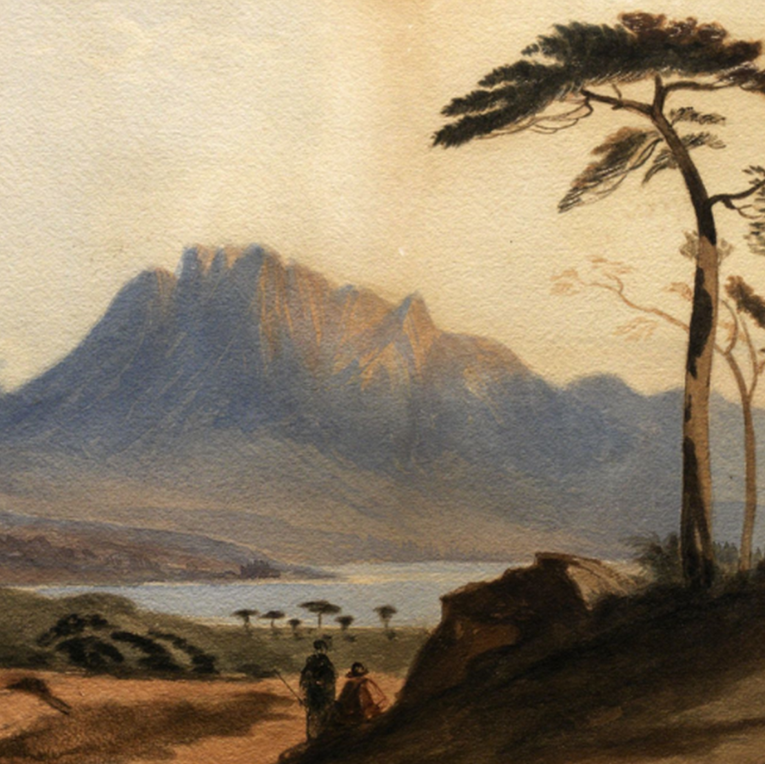 A landscape watercolor painted by Ulysses S. Grant as a cadet at West Point, ca. 1842. (The Gilder Lehrman Institute, GLC07641)