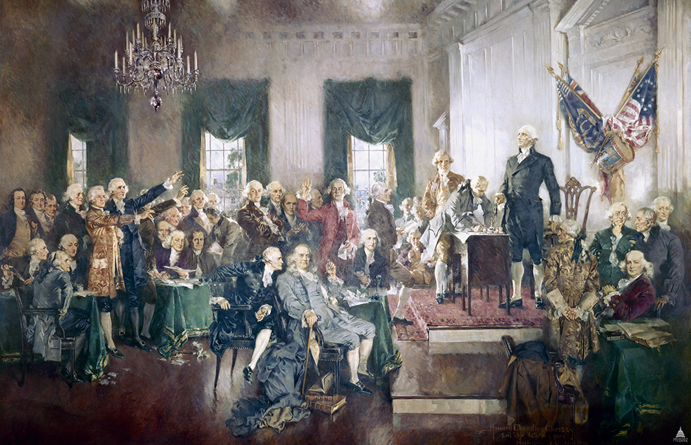 Signing of the Constitution by Howard Chandler Christy, oil on canvas, 1840 (Architect of the Capitol)
