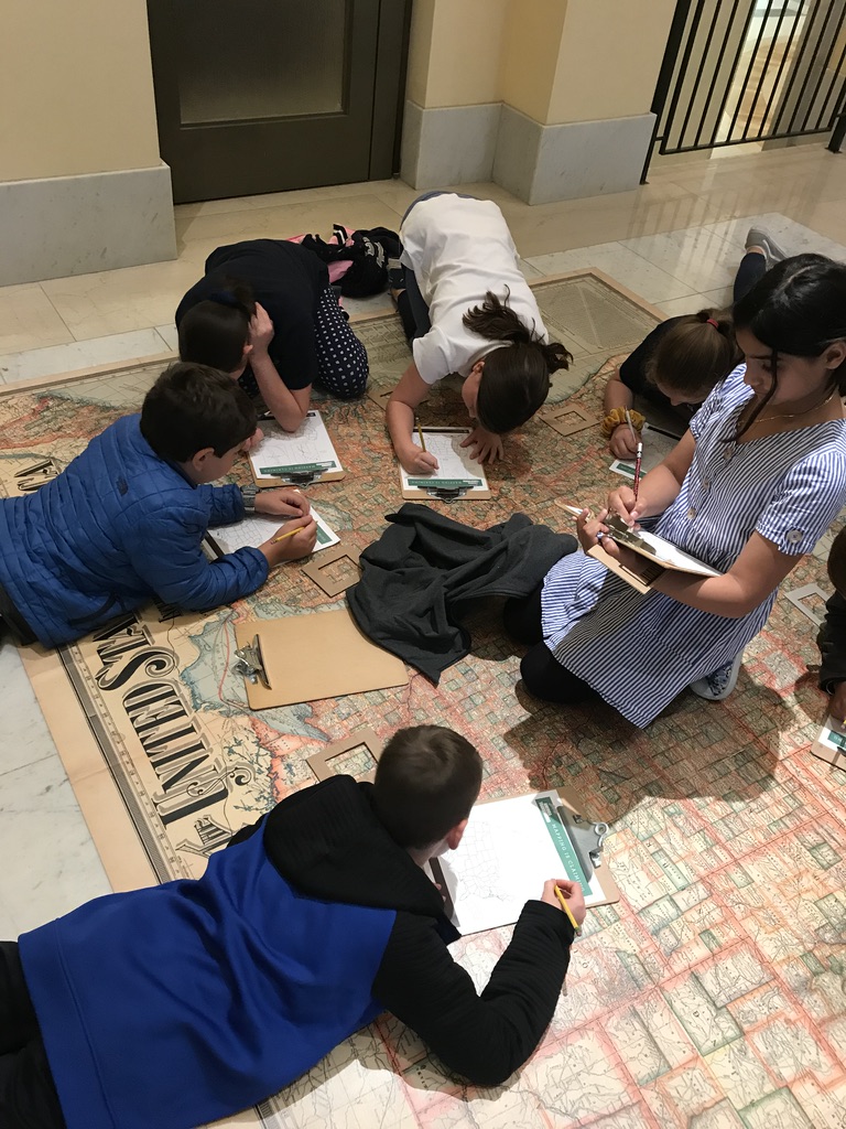 Fifth-grade students working on a mapping project at the Eliot School, a Gilder Lehrman Affiliate School in Boston, Massachusetts