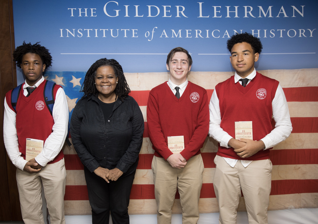 Gilder Lehrman Affiliate School students were in the audience of a Gilder Lehrman Institute book talk given by Annette Gordon-Reed at the Trinity School in New York City, October 2022.
