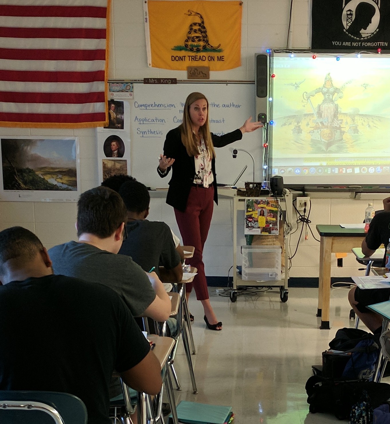 2019 North Carolina State History Teacher of the Year Amy King in her classroom at Chatham Central High School in Bear Creek, North Carolina