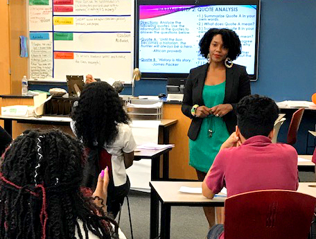 Alysha Butler-Arnold in her classroom