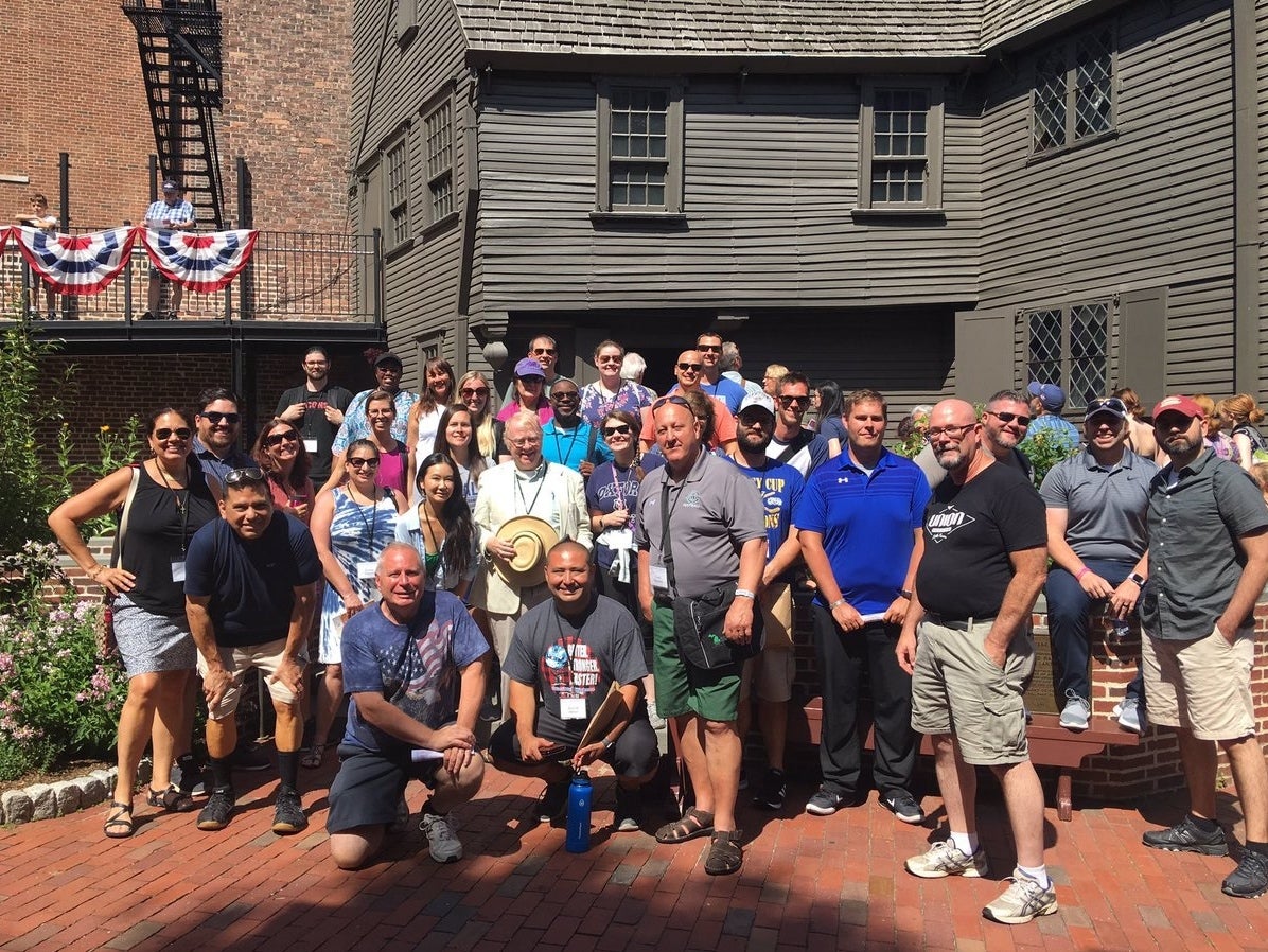 The American Revolution seminar with Professor Andrew Robinson in front of the Paul Revere House in Boston