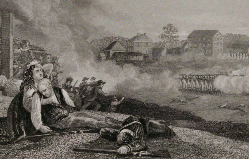 The Battle of Lexington, 19 April 1775. Engraved by John Rogers from an original study by John McNevin (Gilder Lehrman Institute, GLC08878.0052)