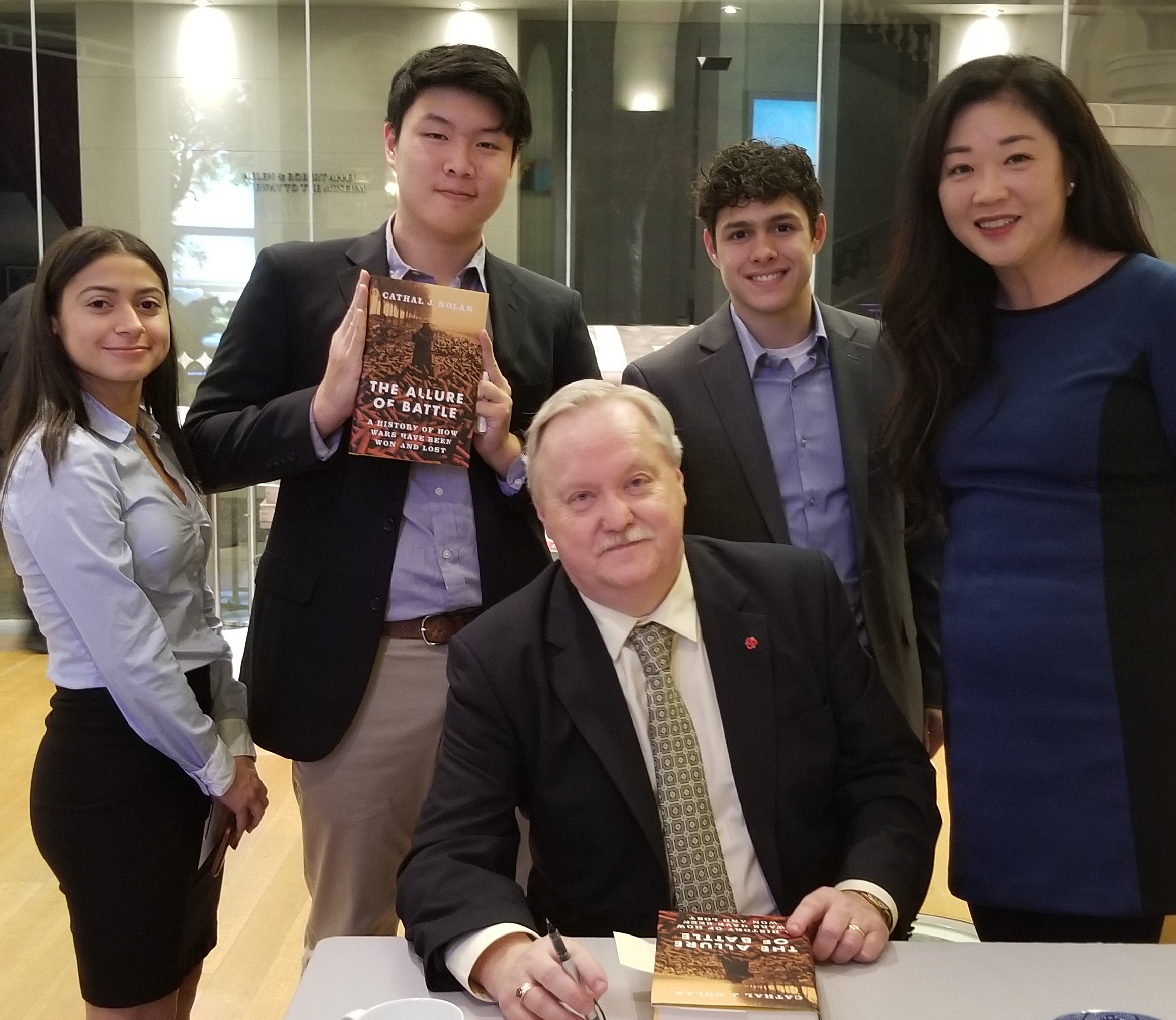 2018 Gilder Lehrman Military History Prize winner Cathal Nolan with student and teacher attendees