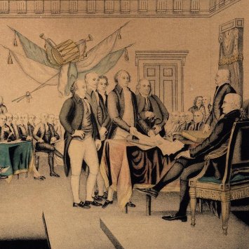 Detail from Nathaniel Currier, "The Declaration of Independence, July 4th 1776," ca. 1850. (The Gilder Lehrman Institute, GLC10045)