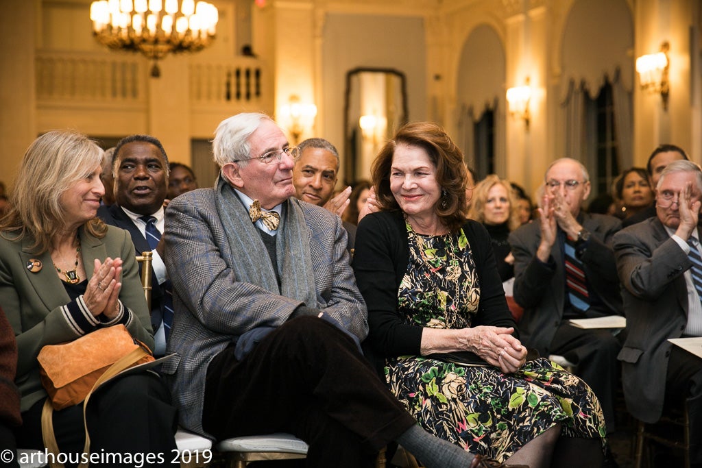 Gilder Lehrman Institute founder and co-chair Richard Gilder attended the event with his wife, Lois Chiles (right). Louise Mirrer (left), director of the New-York Historical Society, joined them.