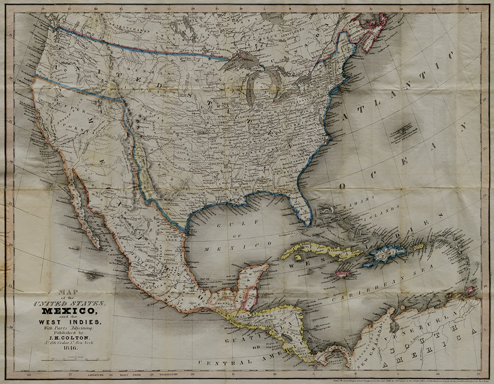 Map of the United States, Mexico, and the West Indies, with Parts Adjoining, J.H. Colton & Co., New York, 1846. (The Gilder Lehrman Institute, GLC04577)