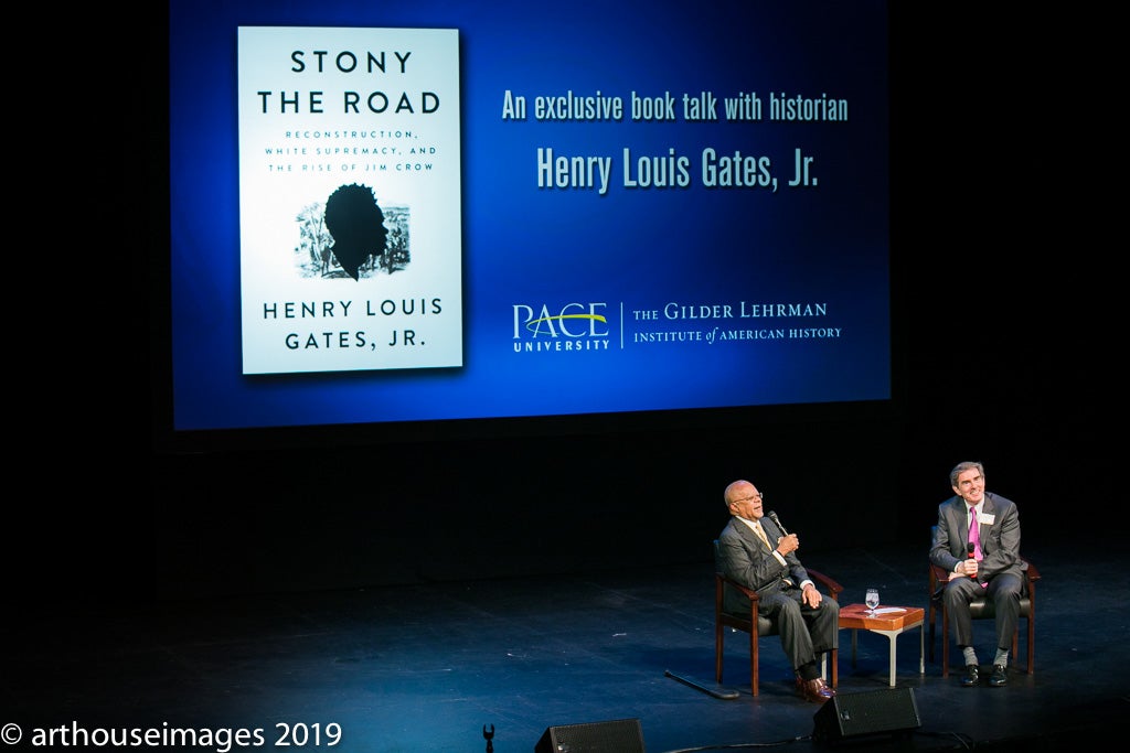 Gilder Lehrman Institute president James Basker in dialogue with Professor Henry Louis Gates, Jr.