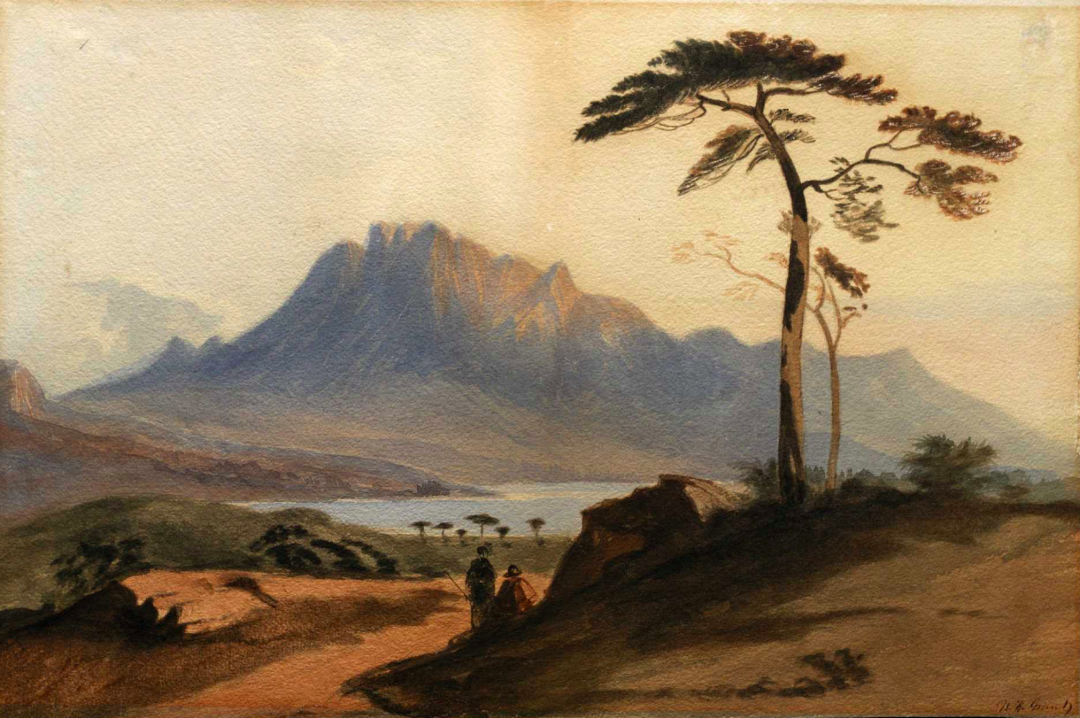 Landscape watercolor painted by (Hiram) Ulysses S. Grant as cadet at West Point, ca. 1842 (Gilder Lehrman Collection, GLC07641)