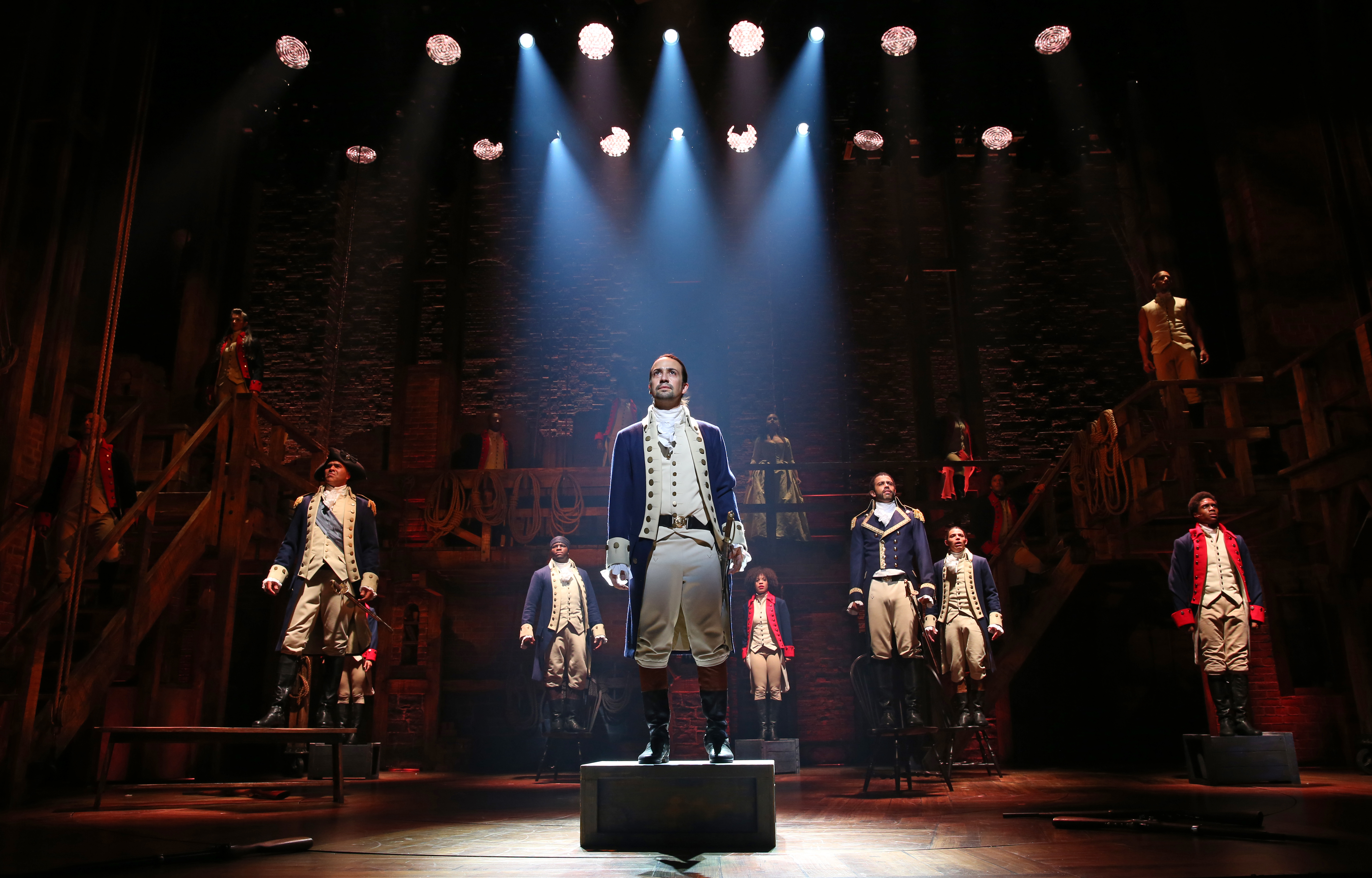 Photo of the original Broadway cast of Hamilton, 2016 by Joan Marcus