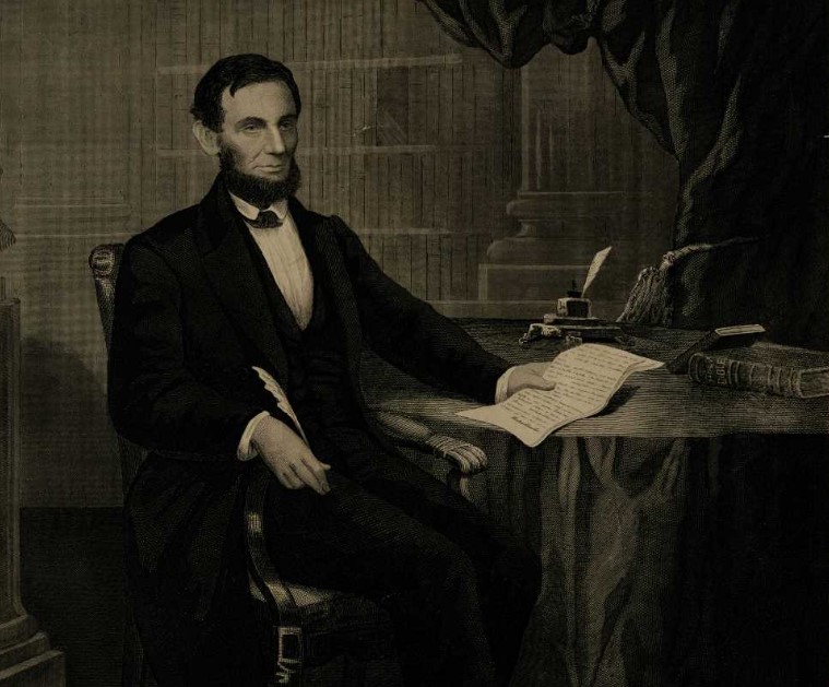 "Abraham Lincoln signing the Emancipation Proclamation" engraved by John Serz after a painting by W. E. Winner, ca. 1864 (Gilder Lehrman Institute,  GLC03531)