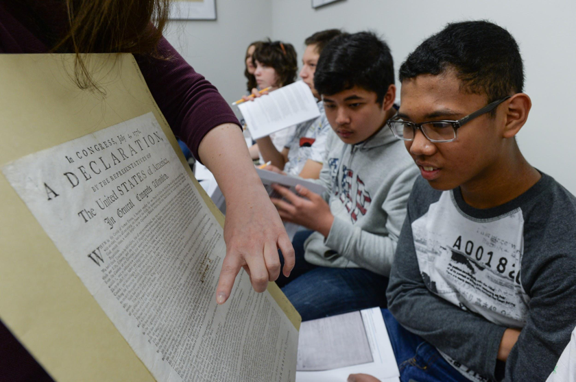 New Jersey public school students on a visit to the Gilder Lehrman Collection