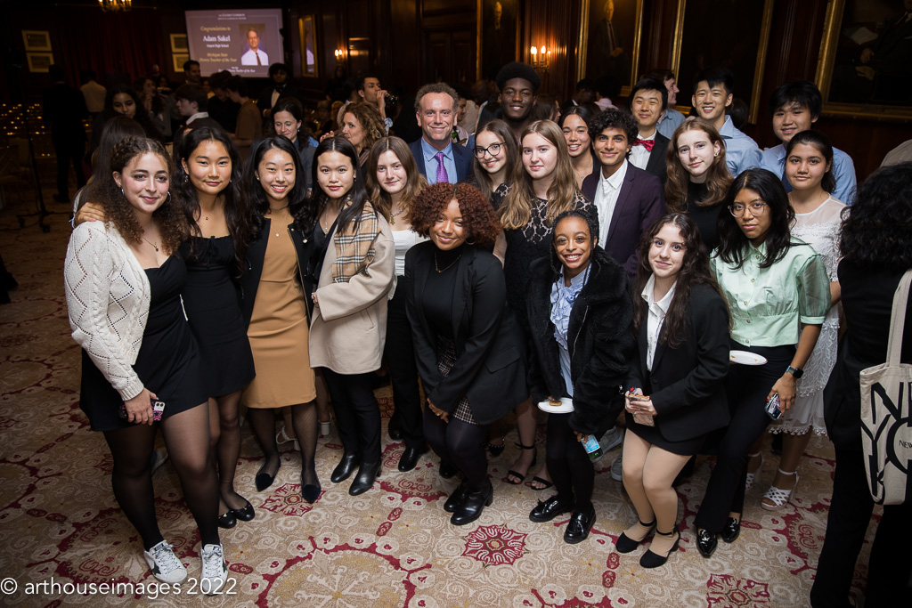 2014 New York History Teacher of the Year Robert Sandler with his students from Stuyvesant High School 