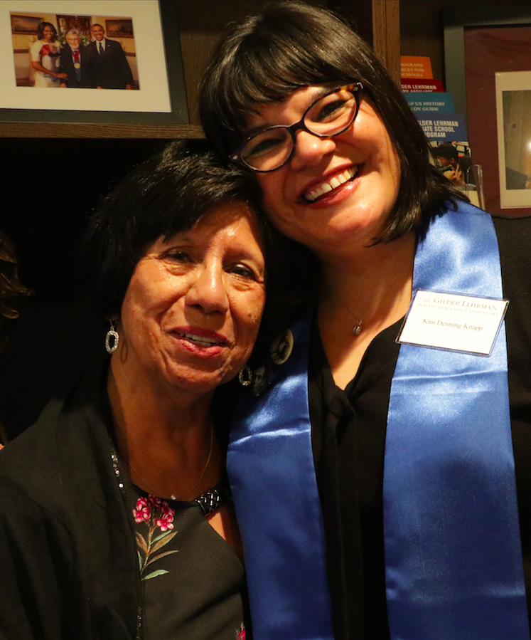 2019 Graduate of the Pace–Gilder Lehrman MA in American History Program Kim Denning-Knapp with a proud relative after her graduation ceremony