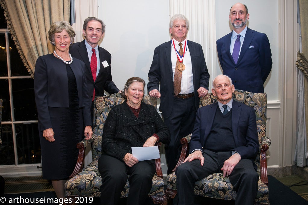 From left to right: Sarah Coulson, Jim Basker, Louise Lehrman, Colin Calloway, Lewis Lehrman, Adam Goodheart