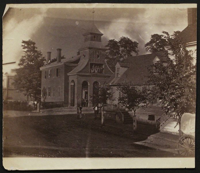 Courthouse at Culpeper, Virginia acting as prison with Confederate P.O