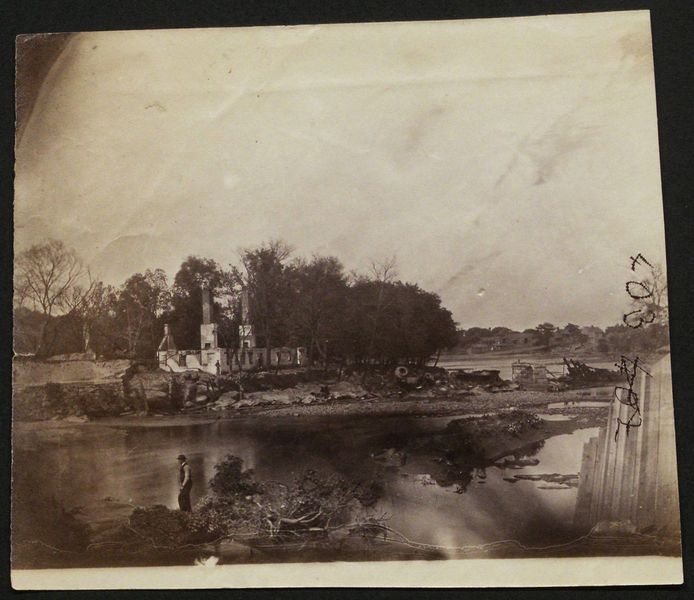 Ruins of railroad bridge and mill on the Appomattox River, Petersburg