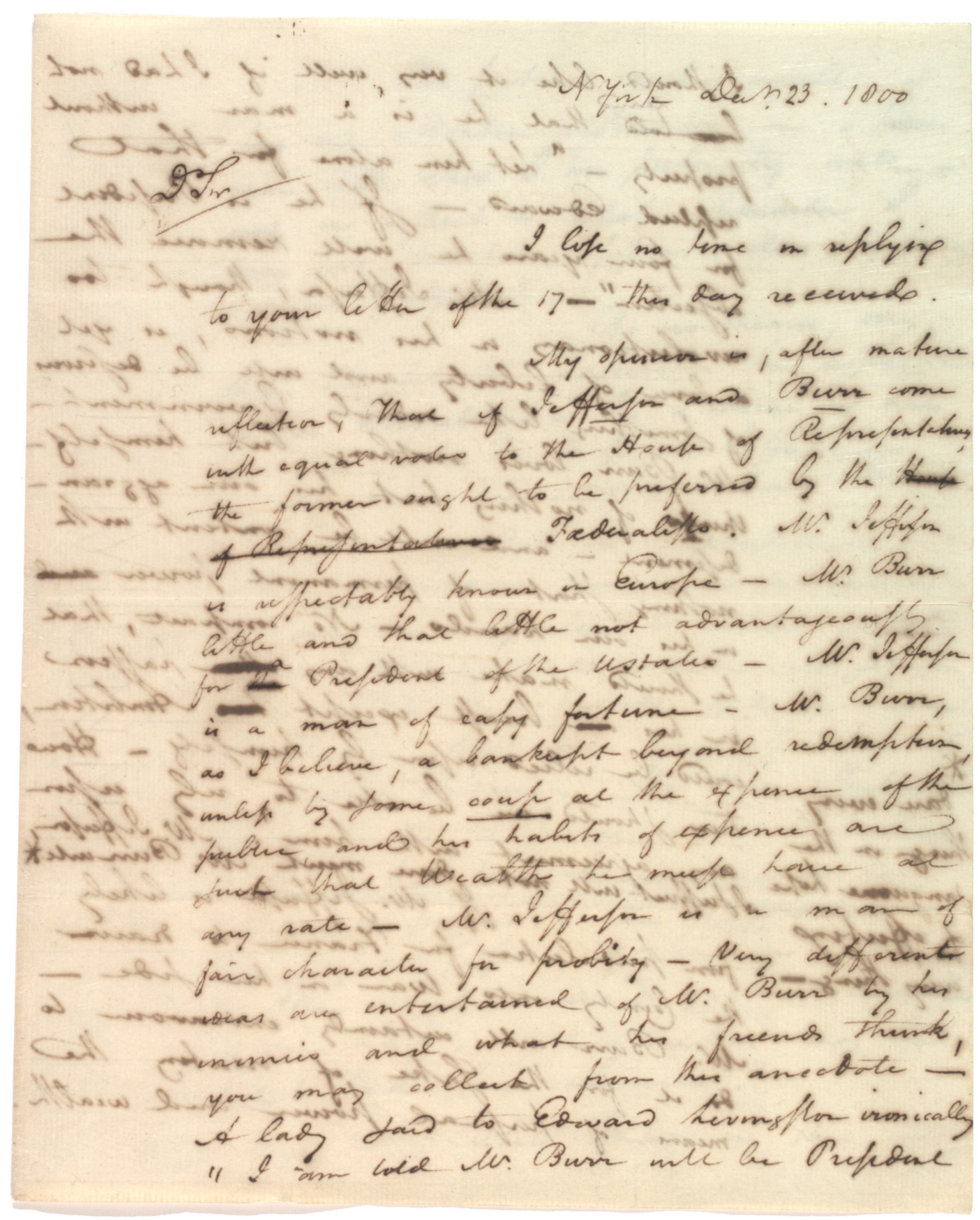 Alexander Hamilton to Harrison Gray Otis, December 23, 1800. (Gilder Lehrman Col