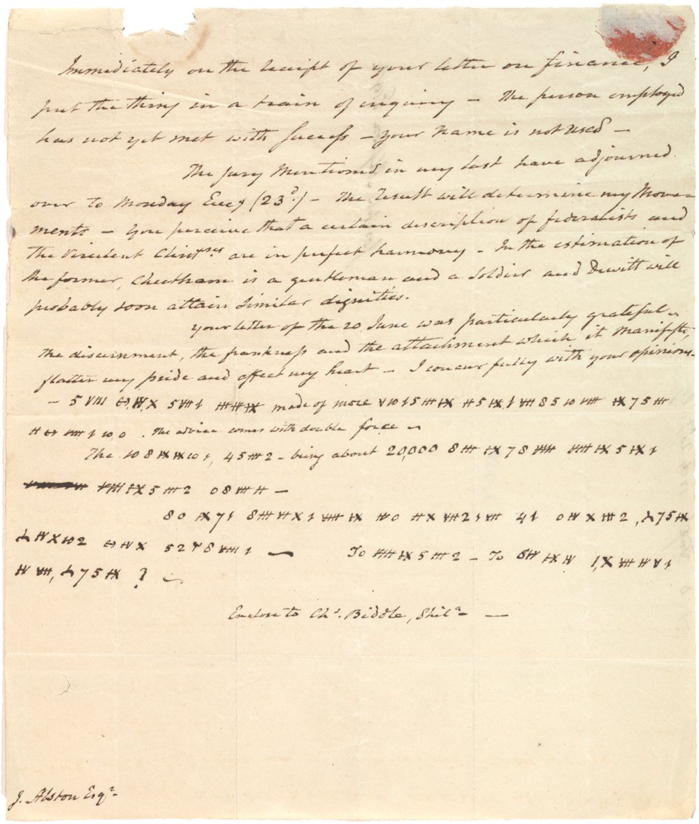 Aaron Burr to Joseph Alston, July 20, 1804 (Gilder Lehrman Collection)