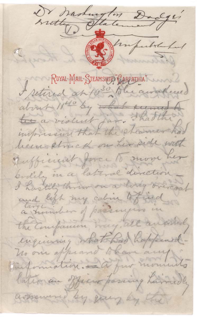 Eyewitness account of the sinking of the Titanic, 1912 | Gilder Lehrman  Institute of American History