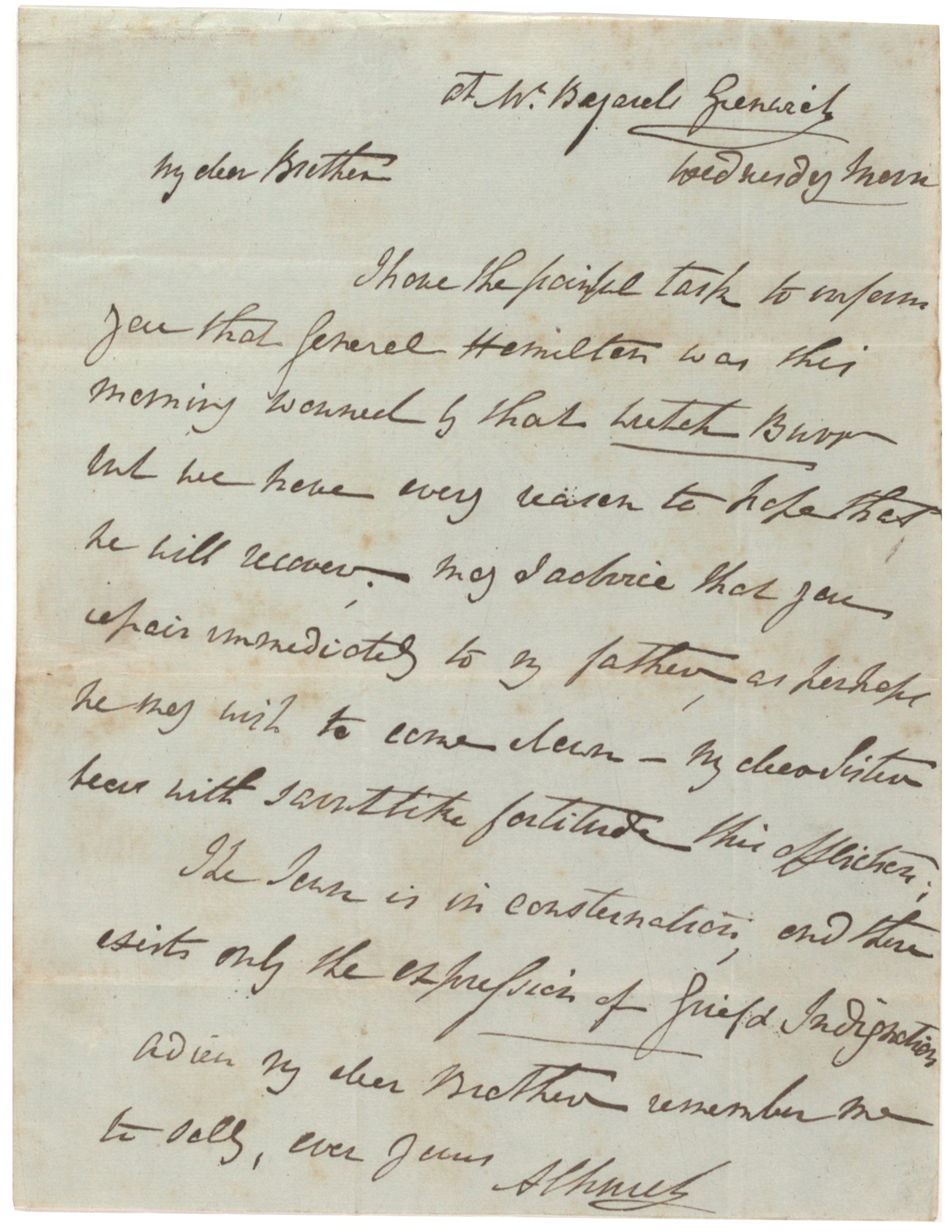 Angelica Schuyler Church to Philip Schuyler, July 11, 1804. (Gilder Lehrman Coll