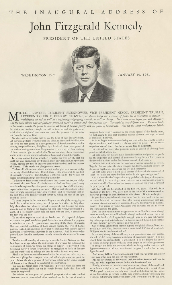 jfk inaugural address rhetorical essay