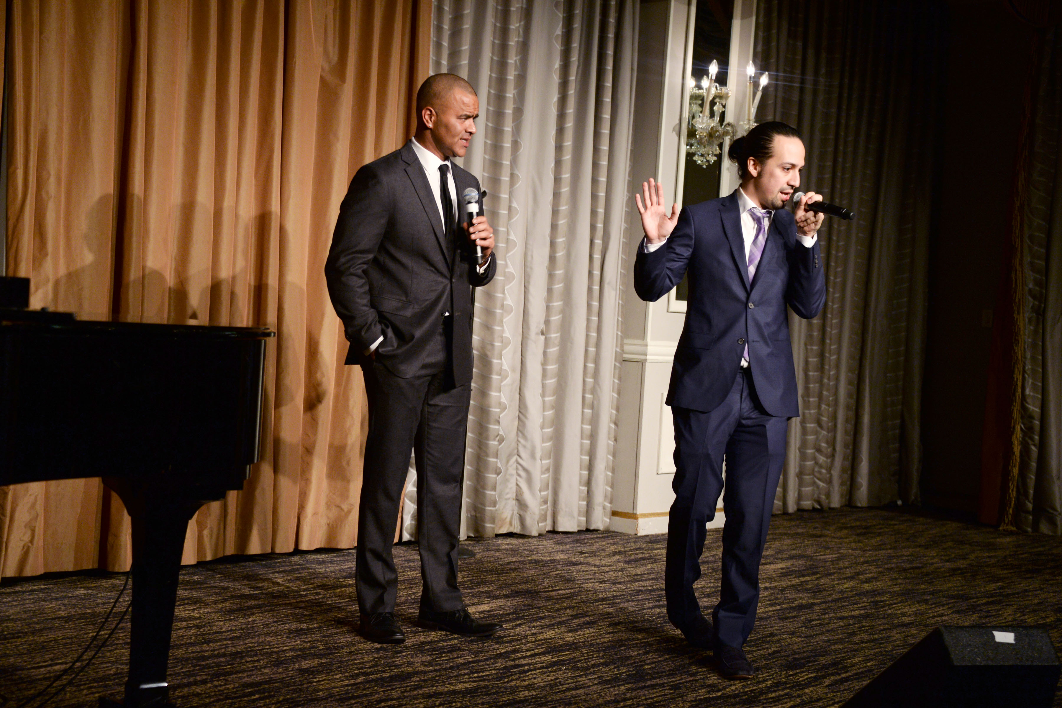 Christopher Jackson and Lin-Manuel Miranda perform a song from "Hamilton" (Patrick McMullan Company)