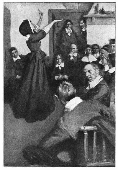 "Anne Hutchinson Preaching in Her House in Boston," from Harper's Weekly, February 1901. (Library of Congress)