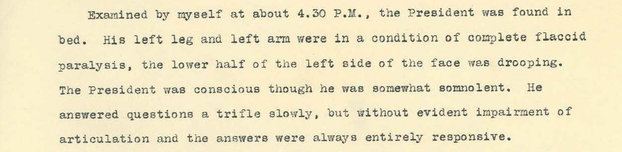 Final report on Wilson's condition written by Dr. Dercum, October 20, 1919, page