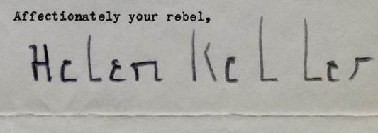 Signature from a letter, Helen Keller to Nancy, Nov. 5, 1943. (Gilder Lehrman Collection)