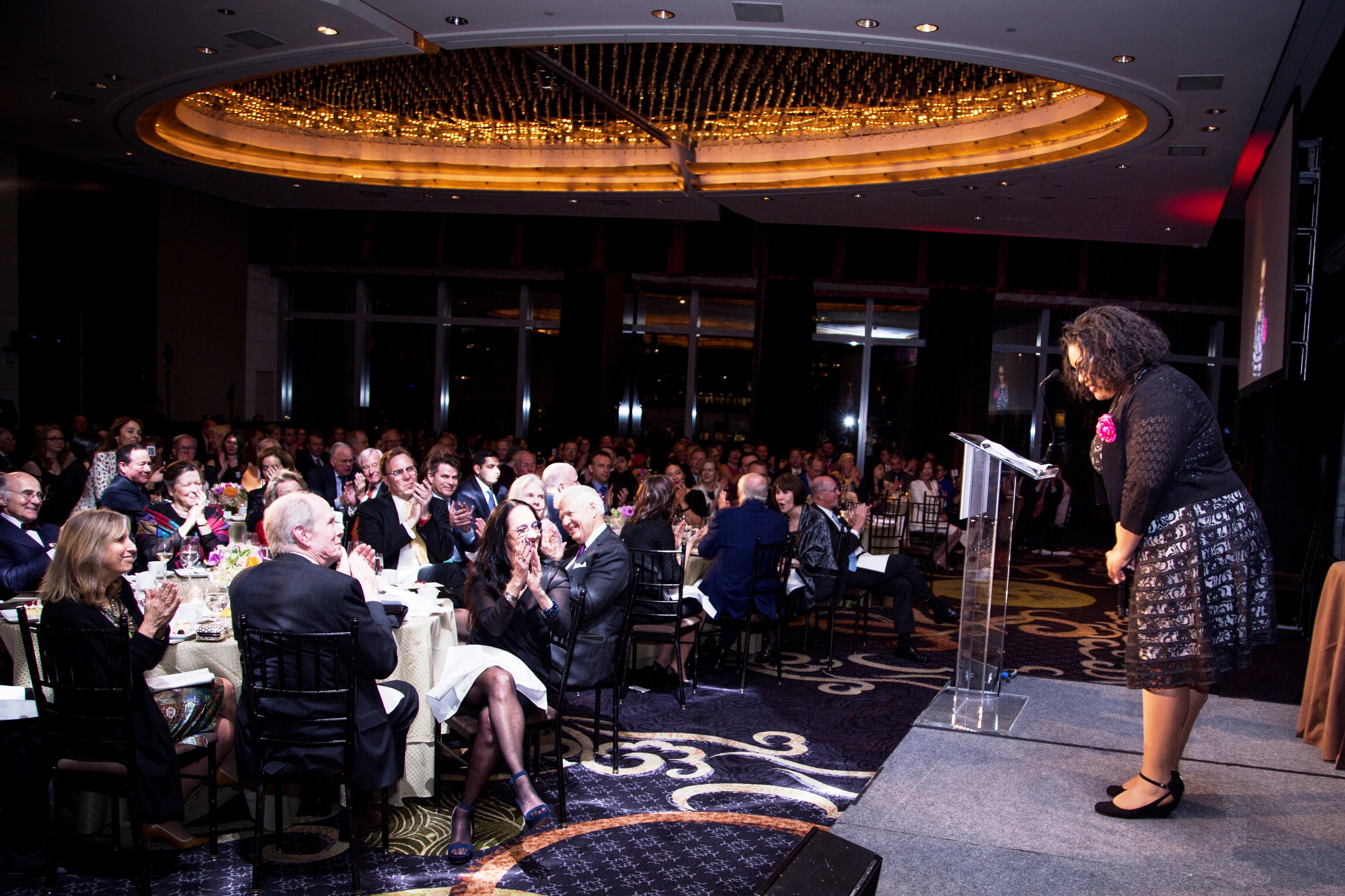 Kai Bosley, Chicago HEP participant, performing her original song in the voice of George Washington at the 2017 Gala in NYC
