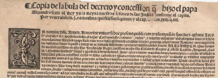 Pope Alexander VI's Demarcation Bull, May 4, 1493. (Gilder Lehrman Collection)