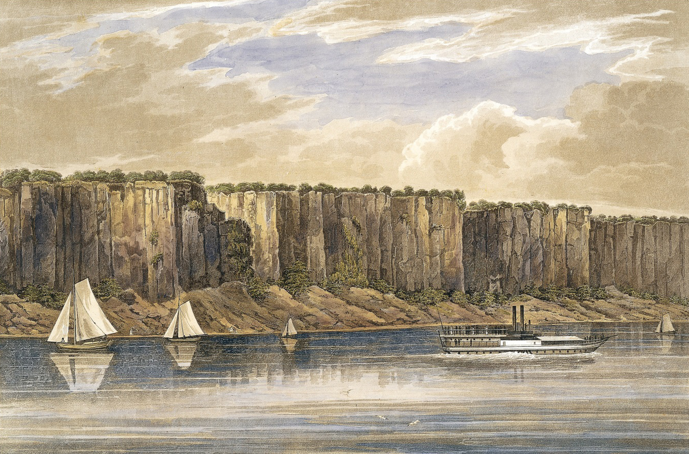 Palisades, by William Guy Wall (1792–after 1864), from The Hudson River Portfolio (1820–1825). Image engraved by John Hill. (New-York Historical Society)