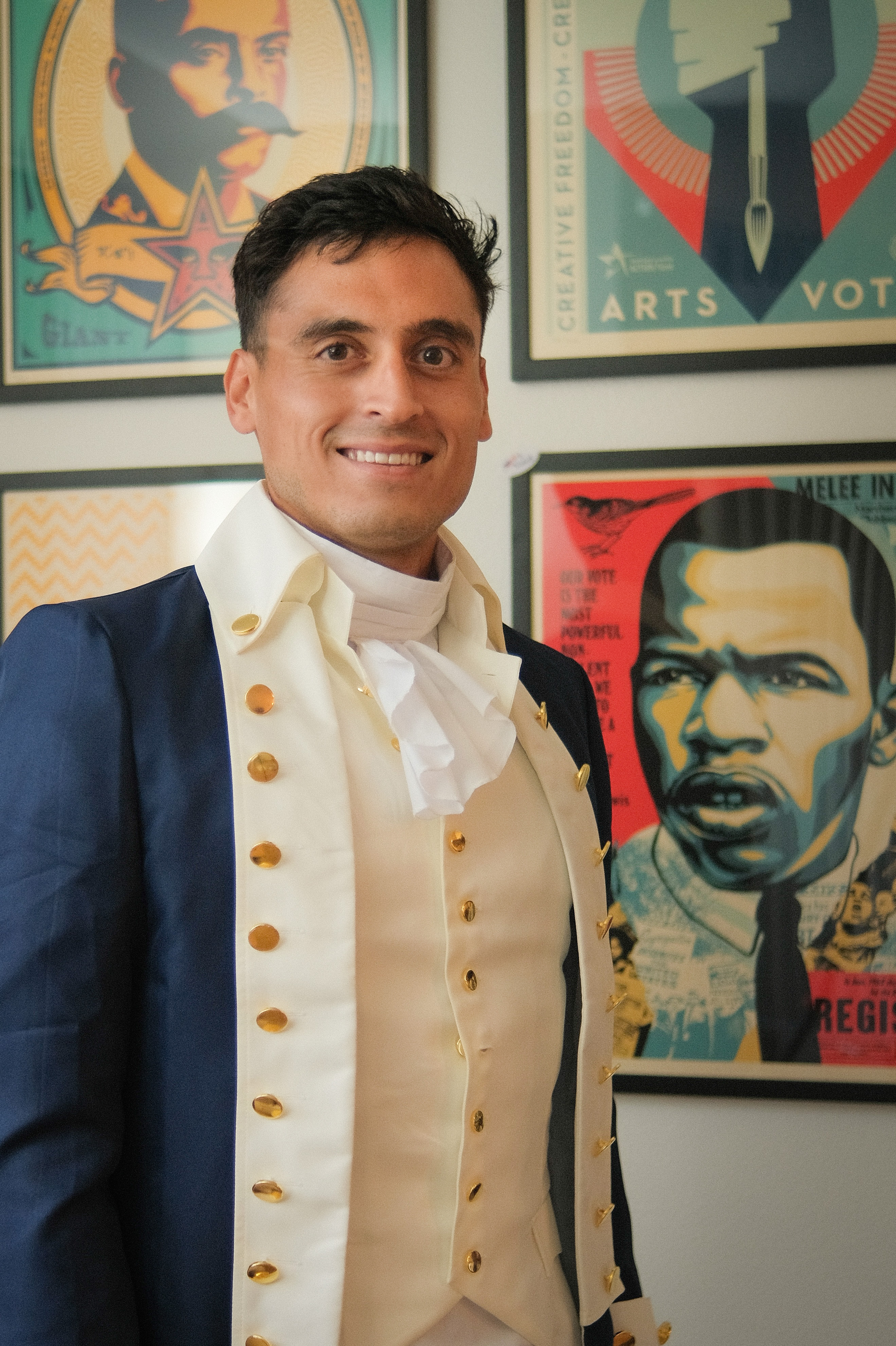 Bruno Morlan Villafuerte in costume for teaching his history class
