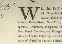 The Preamble from an early draft of the US Constitution reveals the states as disparate parts of a confederation, not a unified nation. (Gilder Lehrman Collection)