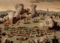 “The Attack Made on Tripoli, 3d. August 1804,” by John Guerrazzi, (London, 1805). (Gilder Lehrman Collection)