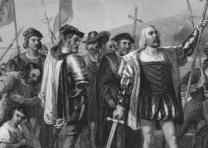 Landing of Christopher Columbus, engraving by H. B. Hall, 1856. (Gilder Lehrman Collection)
