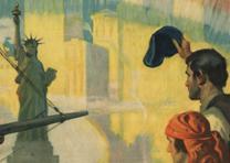 World War I poster showing Statue of Liberty and recent immigrants, published by the US Food Administration, ca. 1917 (Gilder Lehrman Collection) World War I poster, published by the US Food Administration, ca. 1917 (GLC09522)