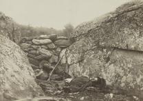 Dead Confederate sharpshooter at foot of Little Round Top, July 1863. Photograph by Timothy H. O'Sullivan. (Library of Congress Prints and Photographs Division)