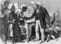 Engraving of Frederick Douglass as US Marshal in Washington DC, from Frank Leslie's Illustrated Newspaper, April 7, 1877. (Library of Congress Prints and Photographs Division) Engraving of Frederick Douglass as US Marshal in Washington DC, from Frank Lesli