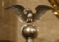 The mace in the House Chamber, made by William Adams, 1841, which the sergeant at arms is authorized to use to restore order. (Office of the Clerk, US House of Representatives) Mace in the House Chamber (Office of the Clerk, US House of Representatives)