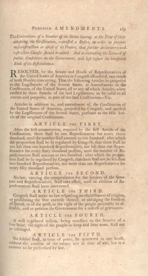 Proposed 12 amendments printed in the Journal of the First Session of the Senate