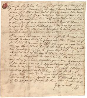 Isaac Merrill to John Currier, April 19, 1775 (GLC00303)
