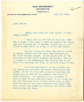 William E. Mitchell to Lester D. Gardner, July 26, 1924 (Gilder Lehrman Collection)